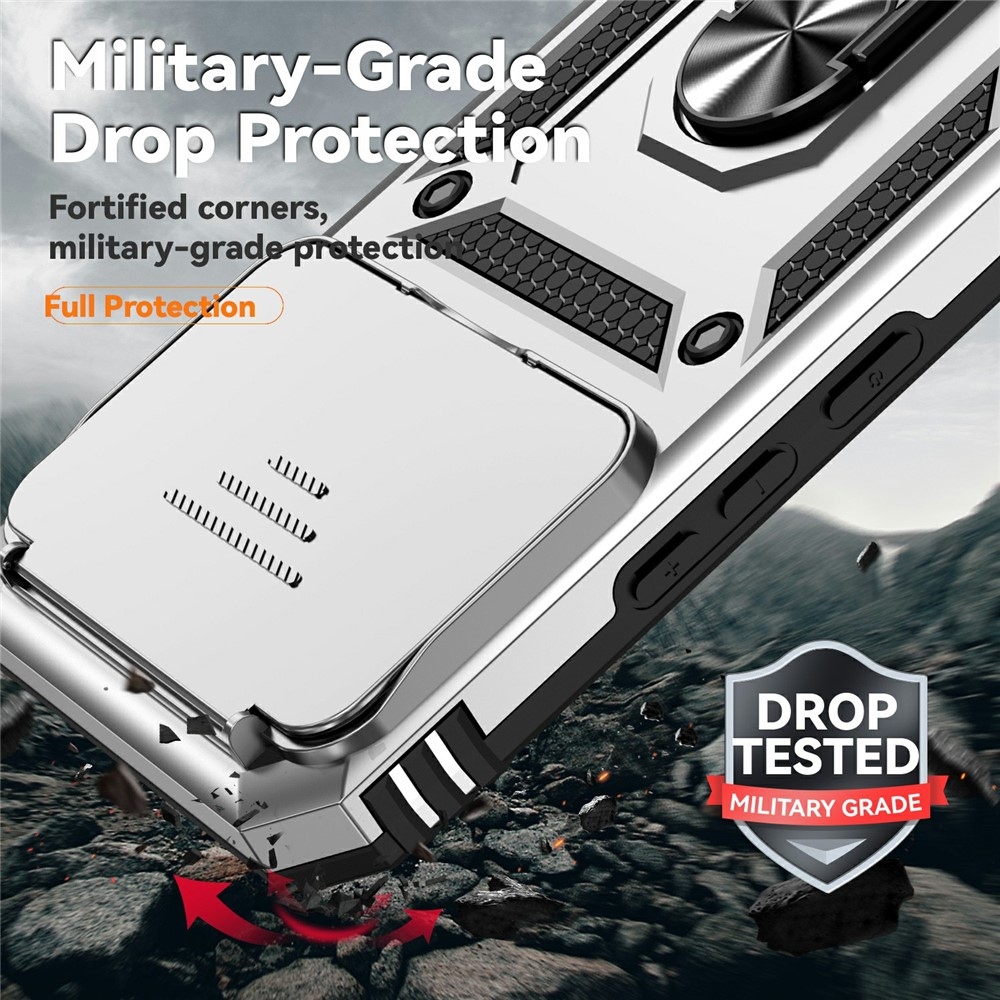 Gyűrűálló hibrid borítás ujjmarkolattal Xiaomi 15T Pro-hoz - ezüst