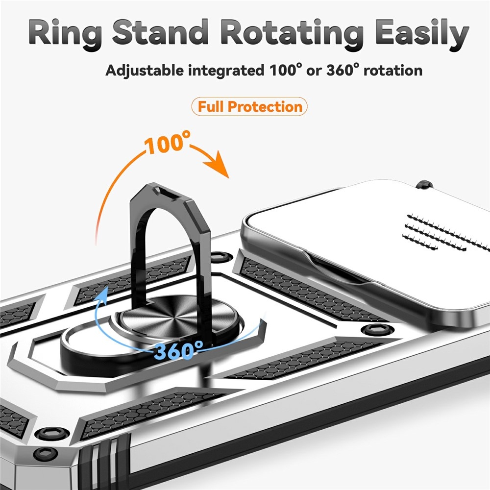 Gyűrűálló hibrid borítás ujjmarkolattal Xiaomi 15T Pro-hoz - ezüst