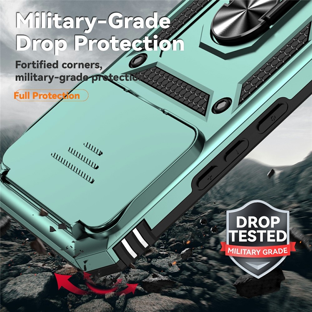 Gyűrűálló hibrid borítás ujjmarkolattal Xiaomi 15T Pro-hoz - zöld