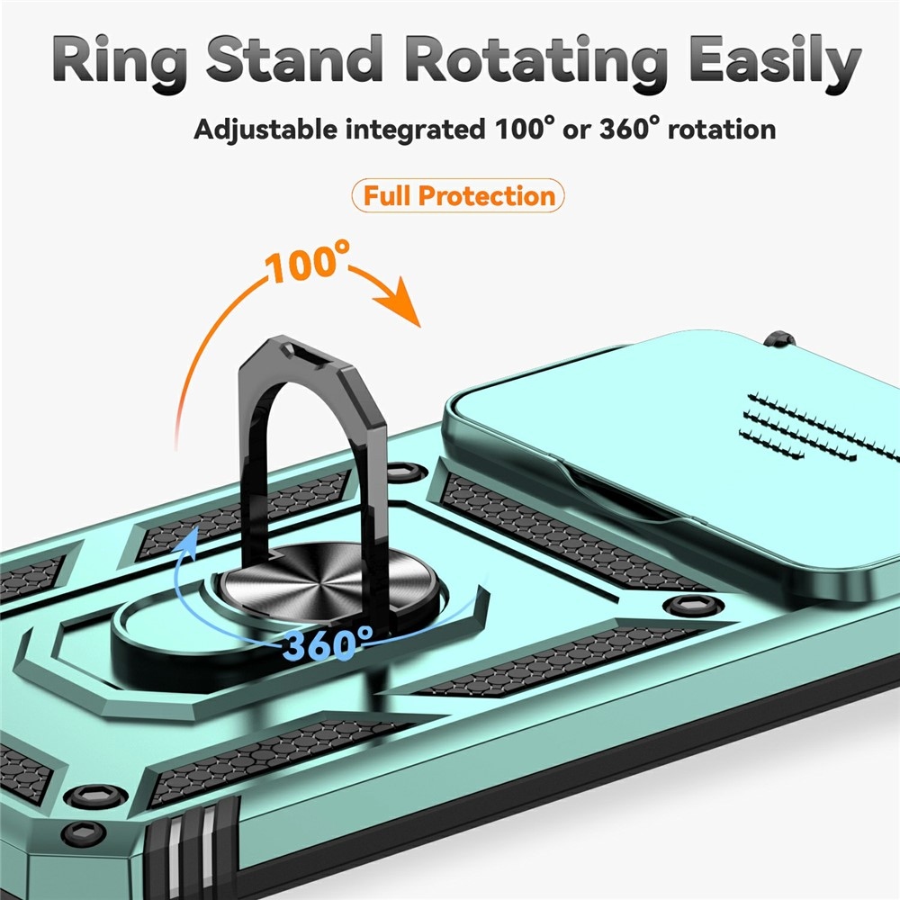 Gyűrűálló hibrid borítás ujjmarkolattal Xiaomi 15T Pro-hoz - zöld