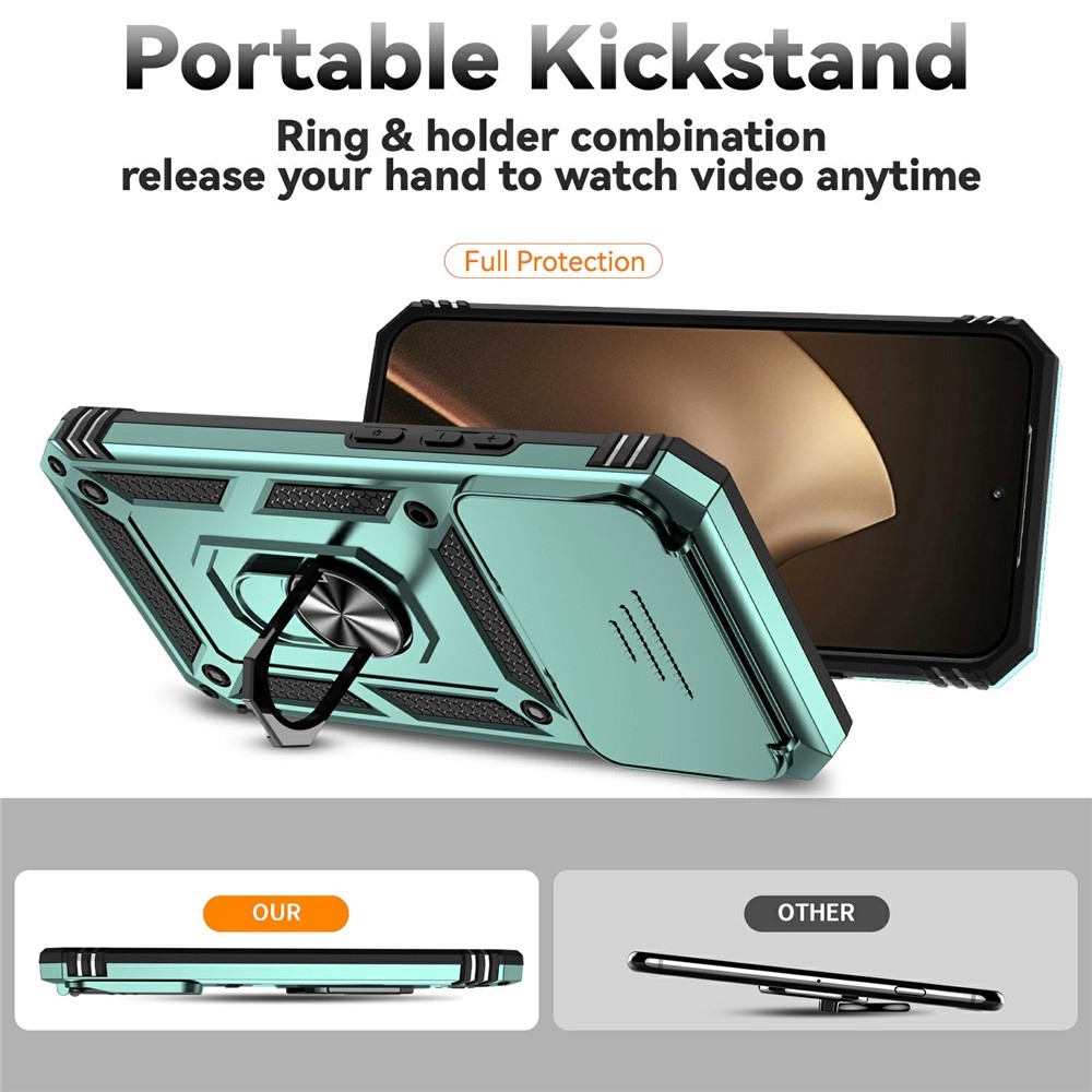 Gyűrűálló hibrid borítás ujjmarkolattal Xiaomi 15T Pro-hoz - zöld