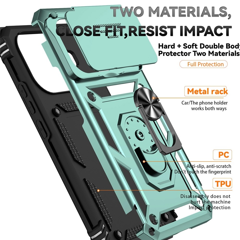 Gyűrűálló hibrid borítás ujjmarkolattal Xiaomi 15T Pro-hoz - zöld