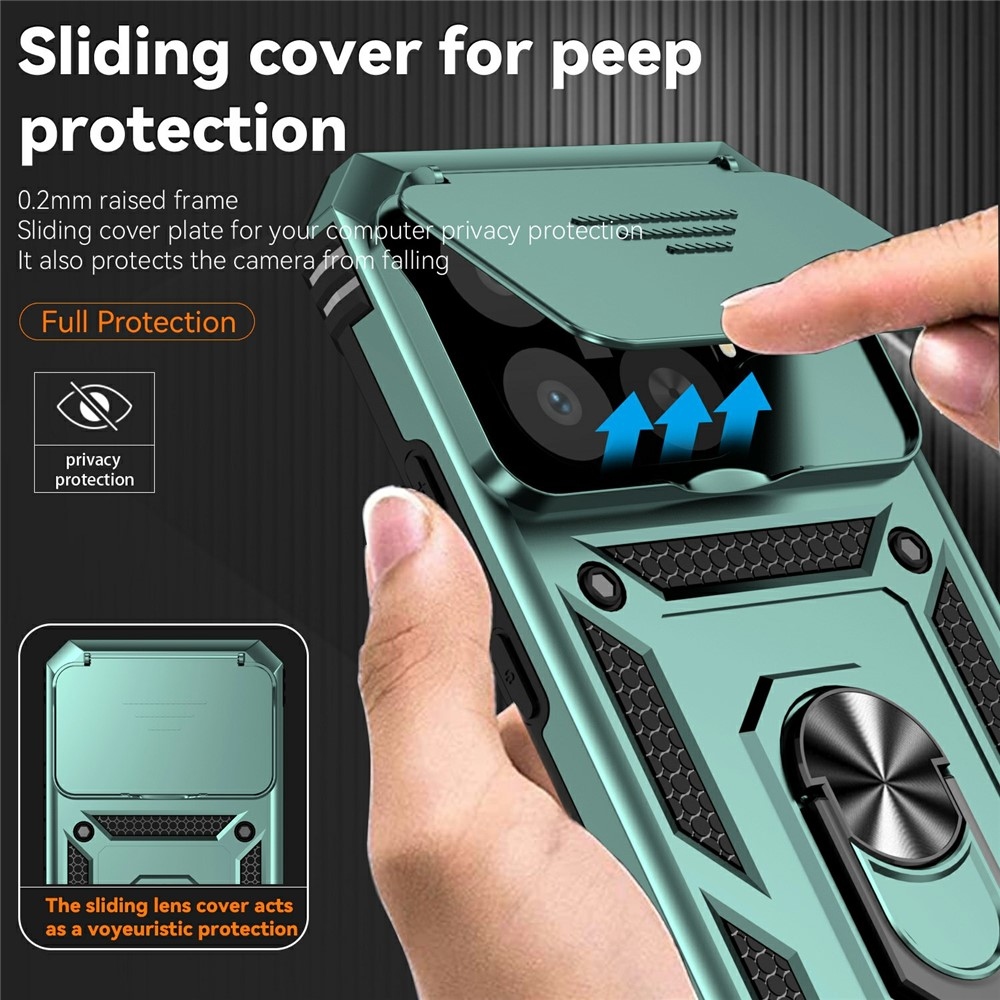 Gyűrűálló hibrid borítás ujjmarkolattal Xiaomi 15T Pro-hoz - zöld