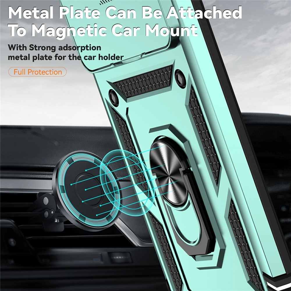 Gyűrűálló hibrid borítás ujjmarkolattal Xiaomi 15T Pro-hoz - zöld