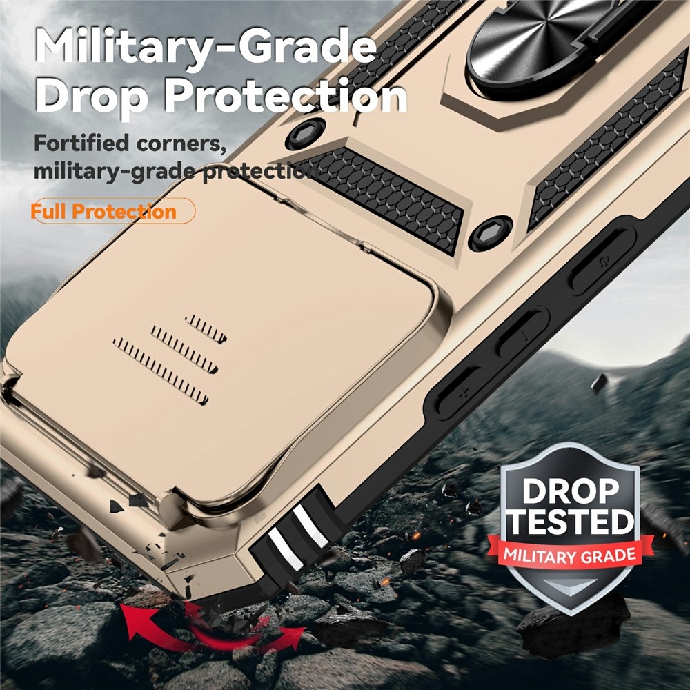 Gyűrűálló hibrid borítás ujjmarkolattal Xiaomi 15T Pro-hoz - arany színű