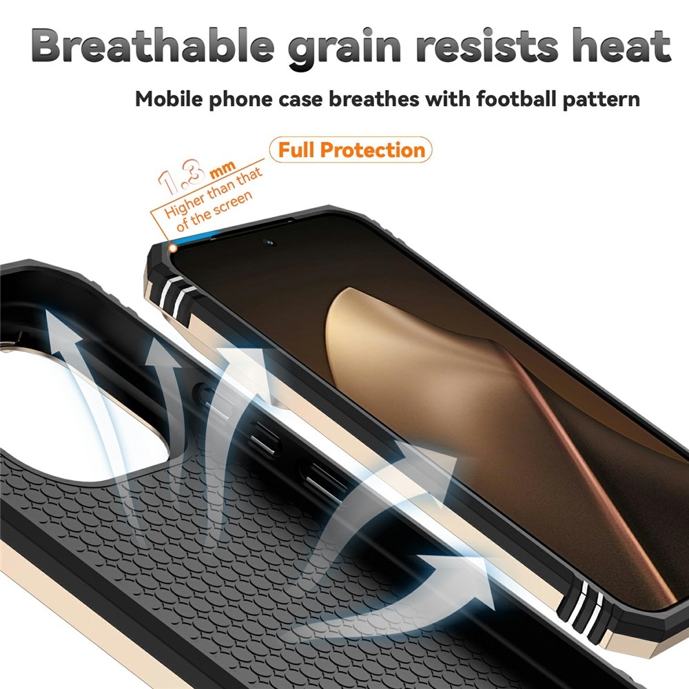 Gyűrűálló hibrid borítás ujjmarkolattal Xiaomi 15T Pro-hoz - arany színű