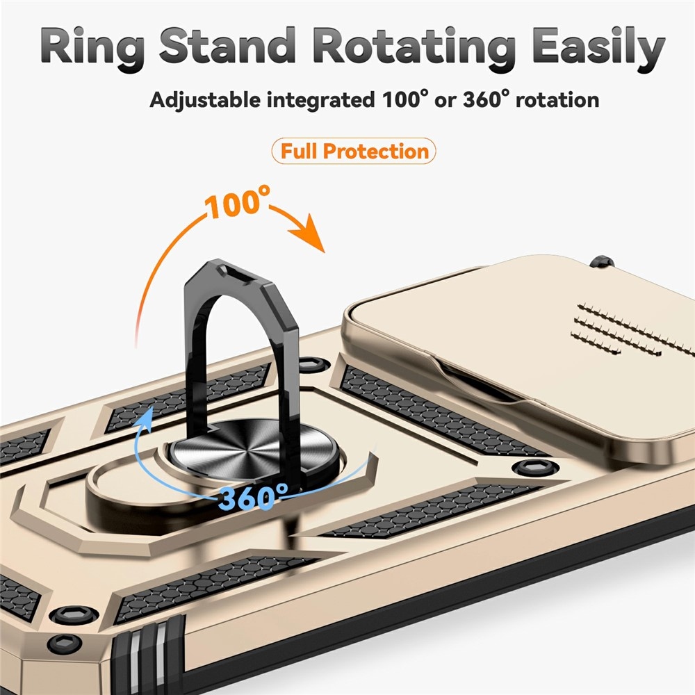 Gyűrűálló hibrid borítás ujjmarkolattal Xiaomi 15T Pro-hoz - arany színű