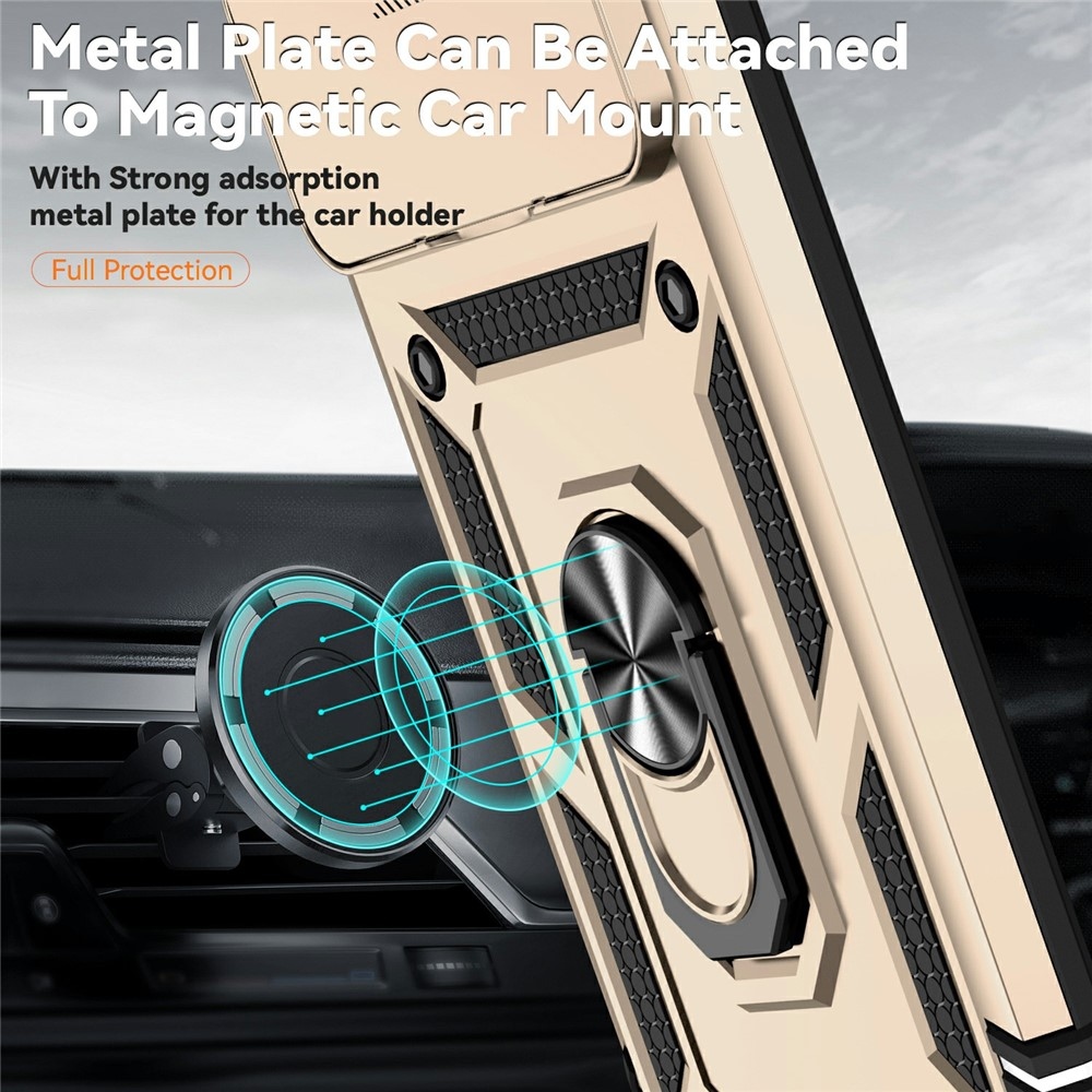 Gyűrűálló hibrid borítás ujjmarkolattal Xiaomi 15T Pro-hoz - arany színű