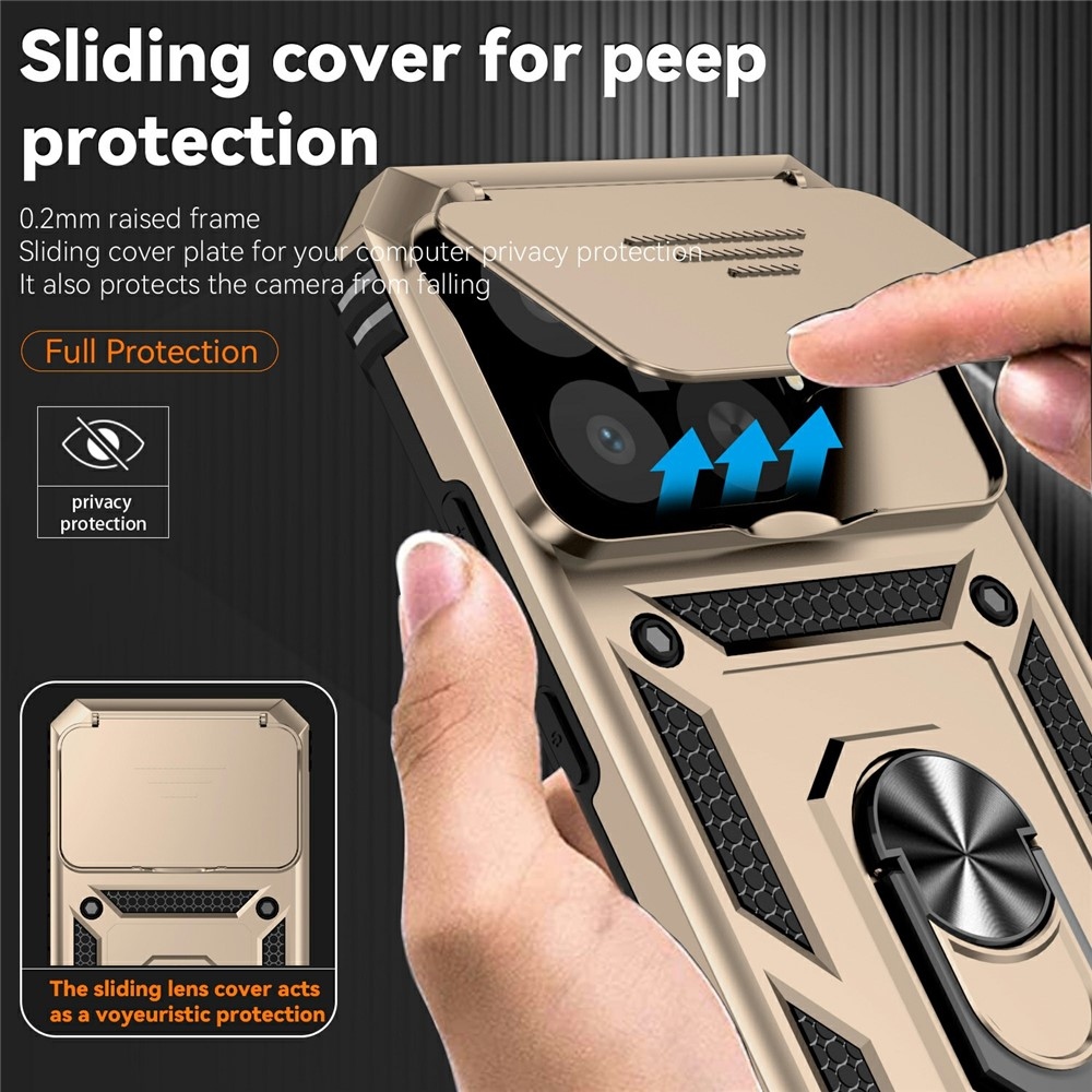 Gyűrűálló hibrid borítás ujjmarkolattal Xiaomi 15T Pro-hoz - arany színű