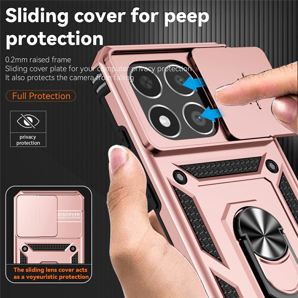 Gyűrűálló hibrid borítás ujjmarkolattal Xiaomi 15T-hez - rózsaarany