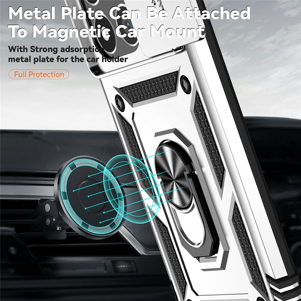 Gyűrűálló hibrid borítás ujjmarkolattal Xiaomi 15T-hez - ezüst