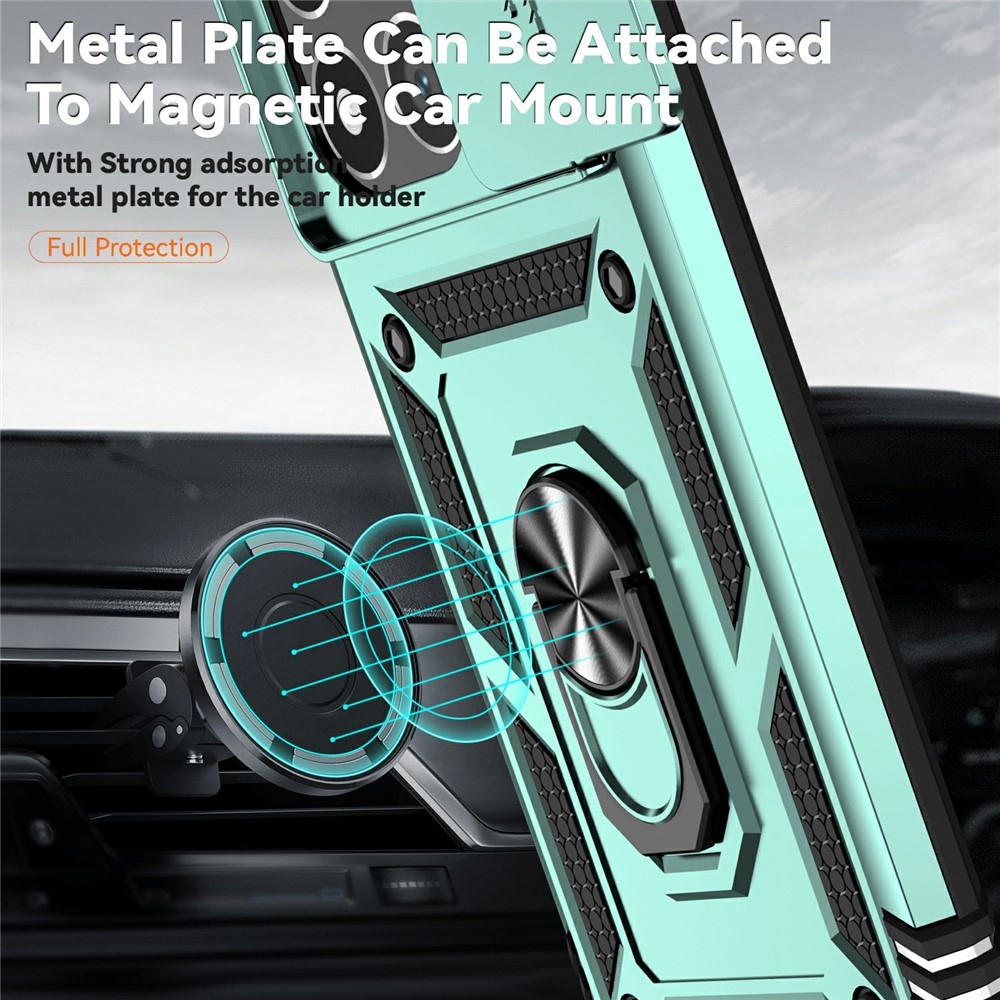 Gyűrűálló hibrid borítás ujjmarkolattal Xiaomi 15T-hez - zöld