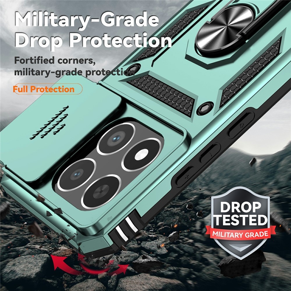 Gyűrűálló hibrid borítás ujjmarkolattal Xiaomi 15T-hez - zöld