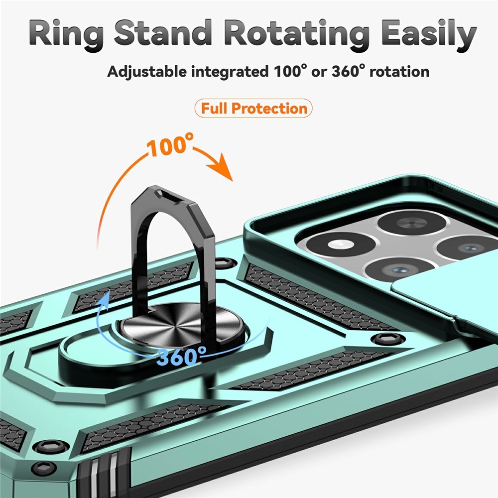 Gyűrűálló hibrid borítás ujjmarkolattal Xiaomi 15T-hez - zöld