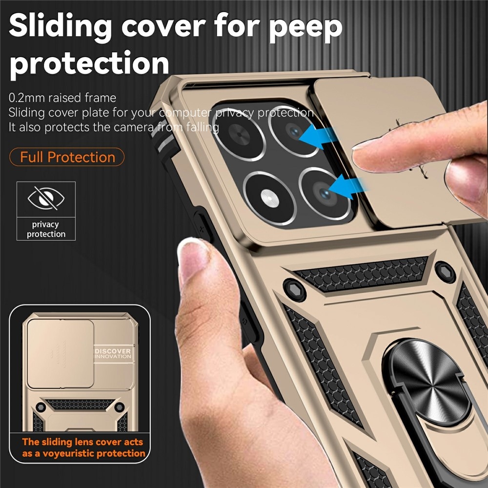 Gyűrűálló hibrid borítás ujjmarkolattal Xiaomi 15T-hez - arany színű