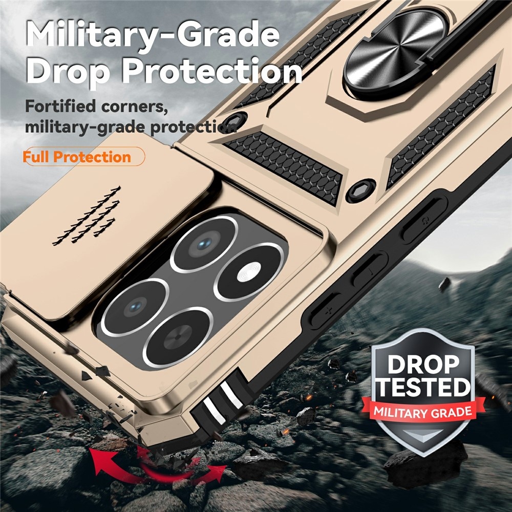 Gyűrűálló hibrid borítás ujjmarkolattal Xiaomi 15T-hez - arany színű