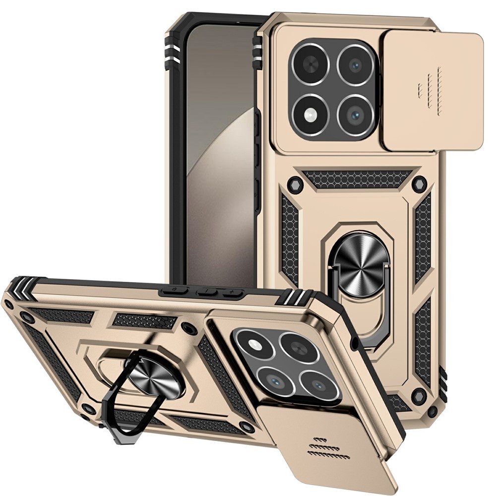 Gyűrűálló hibrid borítás ujjmarkolattal Xiaomi 15T-hez - arany színű