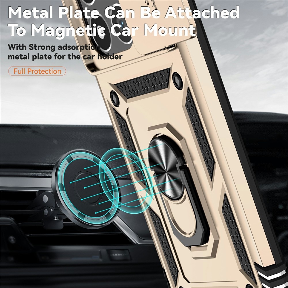 Gyűrűálló hibrid borítás ujjmarkolattal Xiaomi 15T-hez - arany színű