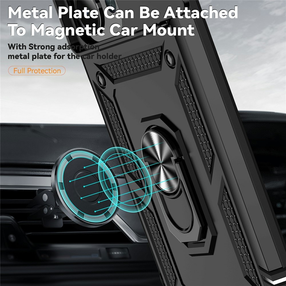 Gyűrűálló hibrid borítás ujjmarkolattal Xiaomi Redmi 15C 4G/5G (173mm) - fekete