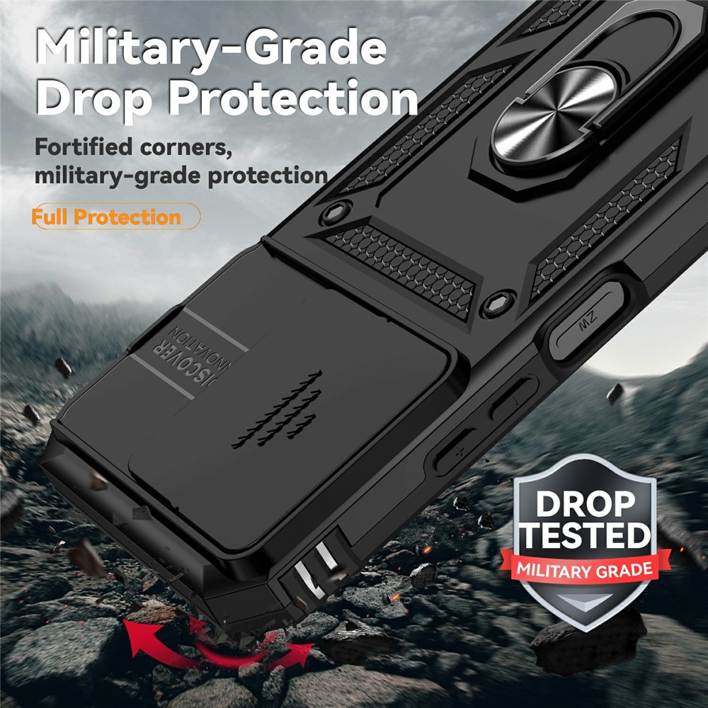 Gyűrűálló hibrid borítás ujjmarkolattal Xiaomi Redmi 15C 4G/5G (173mm) - fekete