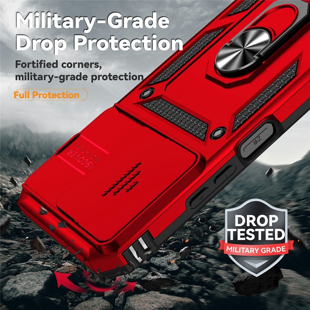 Gyűrűálló hibrid borítás ujjmarkolattal Xiaomi Redmi 15C 4G/5G (173mm) - piros