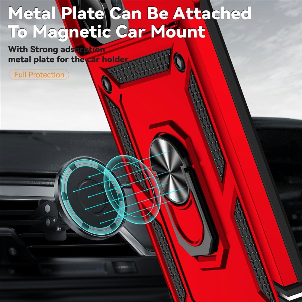 Gyűrűálló hibrid borítás ujjmarkolattal Xiaomi Redmi 15C 4G/5G (173mm) - piros