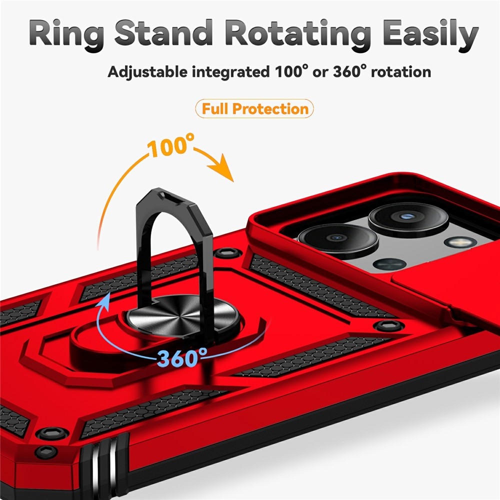 Gyűrűálló hibrid borítás ujjmarkolattal Xiaomi Redmi 15C 4G/5G (173mm) - piros