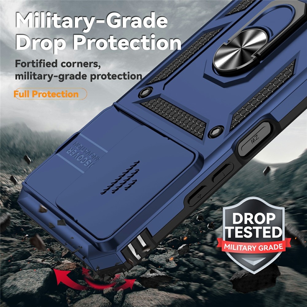 Gyűrűálló hibrid borítás ujjmarkolattal Xiaomi Redmi 15C 4G/5G (173mm) - kék