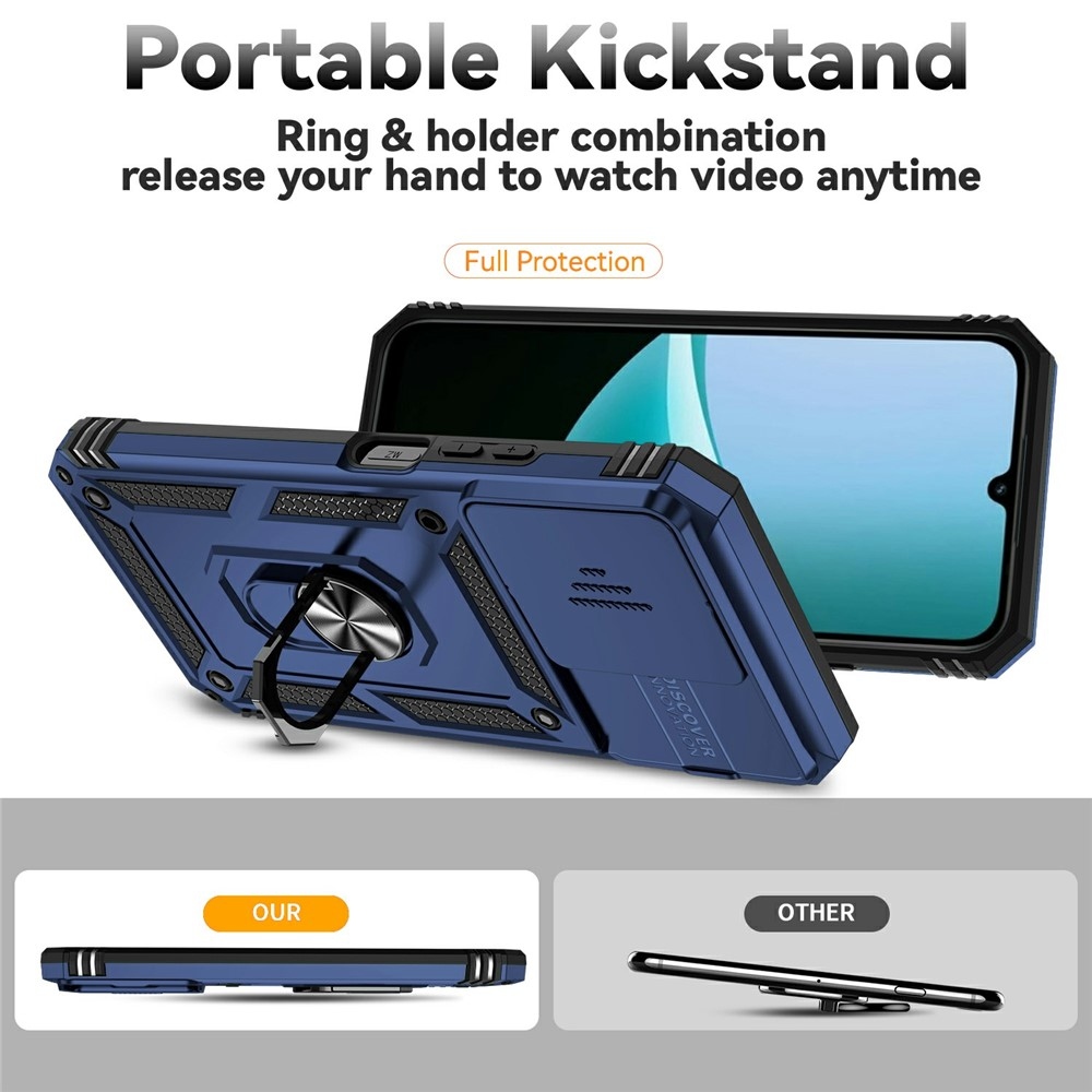 Gyűrűálló hibrid borítás ujjmarkolattal Xiaomi Redmi 15C 4G/5G (173mm) - kék