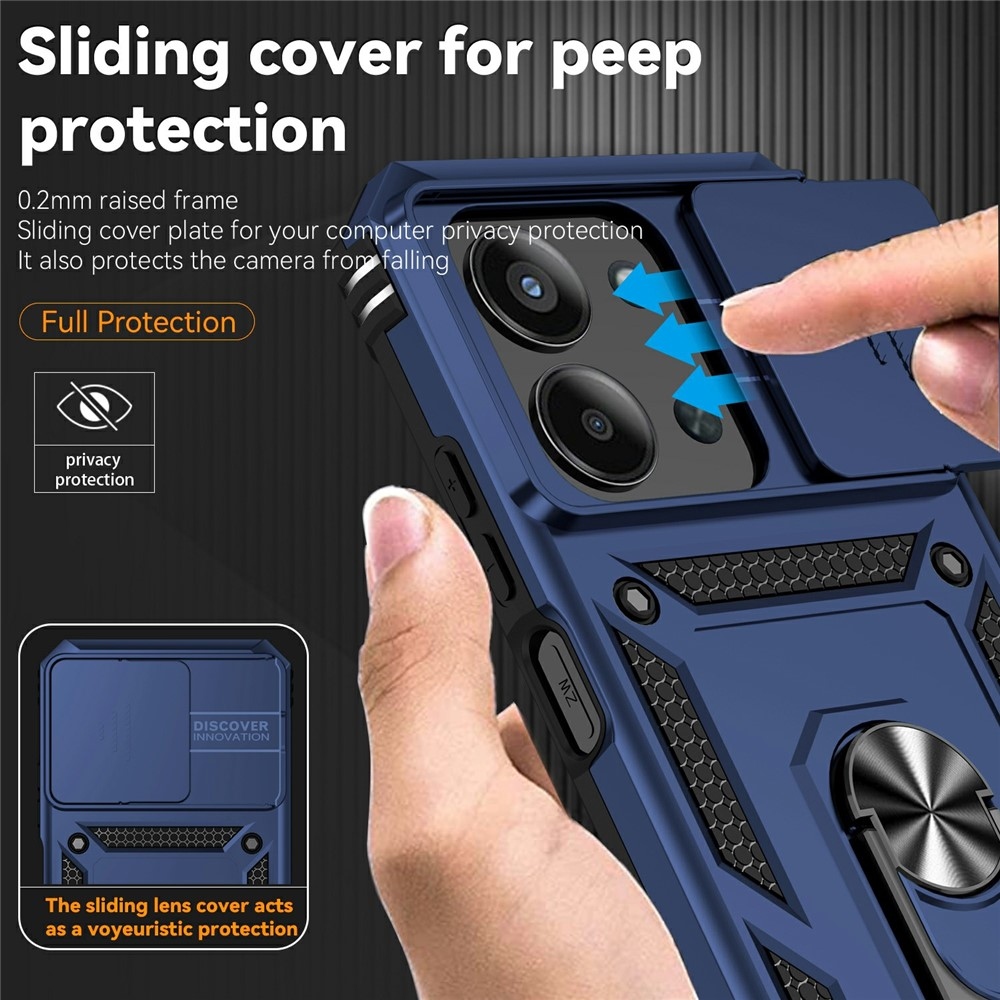 Gyűrűálló hibrid borítás ujjmarkolattal Xiaomi Redmi 15C 4G/5G (173mm) - kék