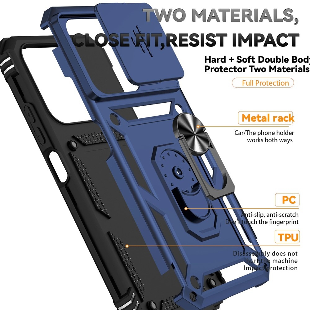 Gyűrűálló hibrid borítás ujjmarkolattal Xiaomi Redmi 15C 4G/5G (173mm) - kék