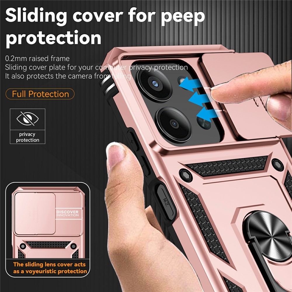 Gyűrűálló hibrid borítás ujjbeggyel Xiaomi Redmi 15C 4G/5G (173mm) - rózsaarany