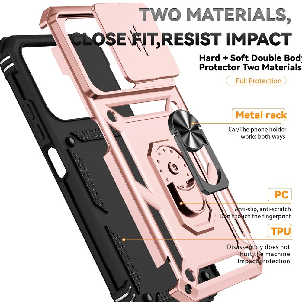 Gyűrűálló hibrid borítás ujjbeggyel Xiaomi Redmi 15C 4G/5G (173mm) - rózsaarany