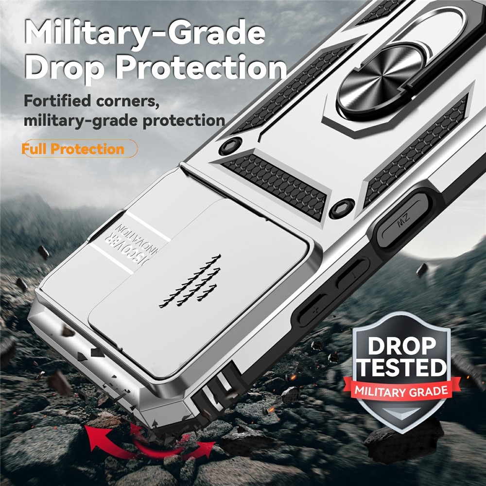 Gyűrűálló hibrid borítás ujjmarkolattal Xiaomi Redmi 15C 4G/5G (173mm) - ezüst