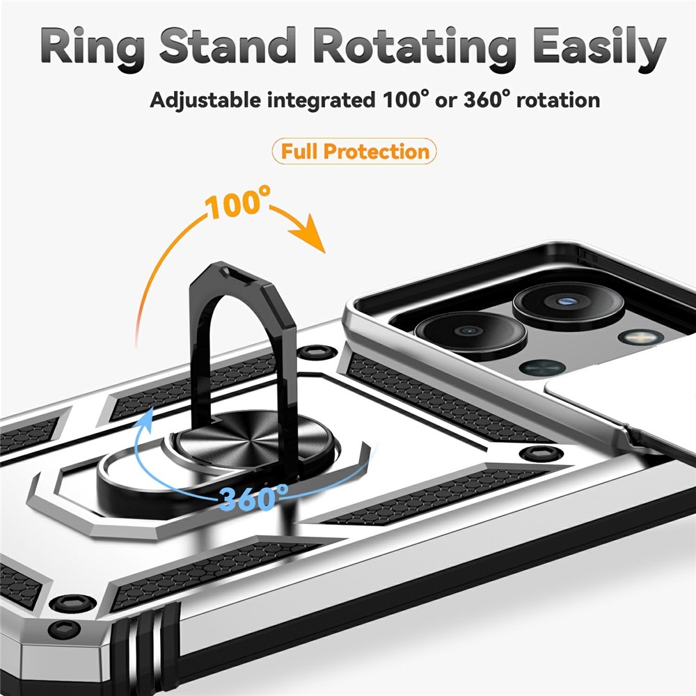 Gyűrűálló hibrid borítás ujjmarkolattal Xiaomi Redmi 15C 4G/5G (173mm) - ezüst