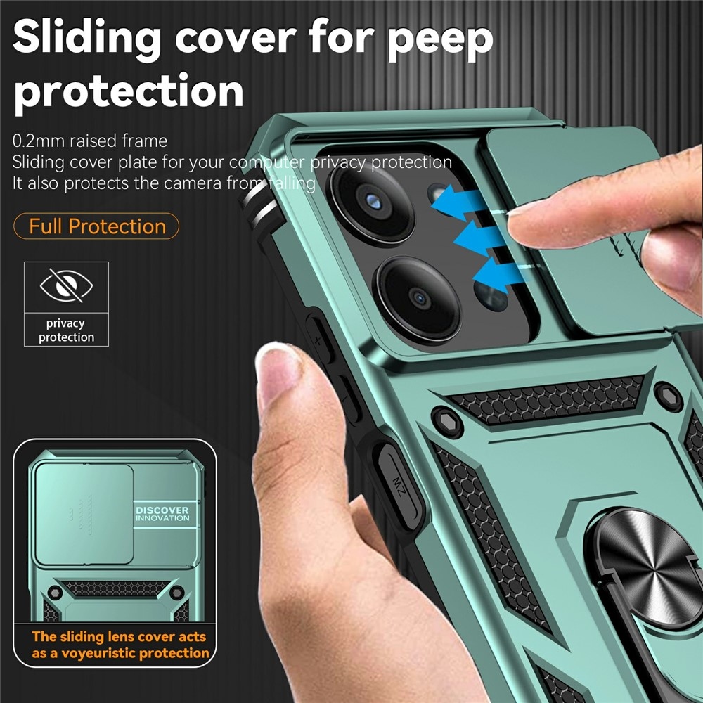 Gyűrűálló hibrid borítás ujjbeggyel Xiaomi Redmi 15C 4G/5G (173mm) - zöld