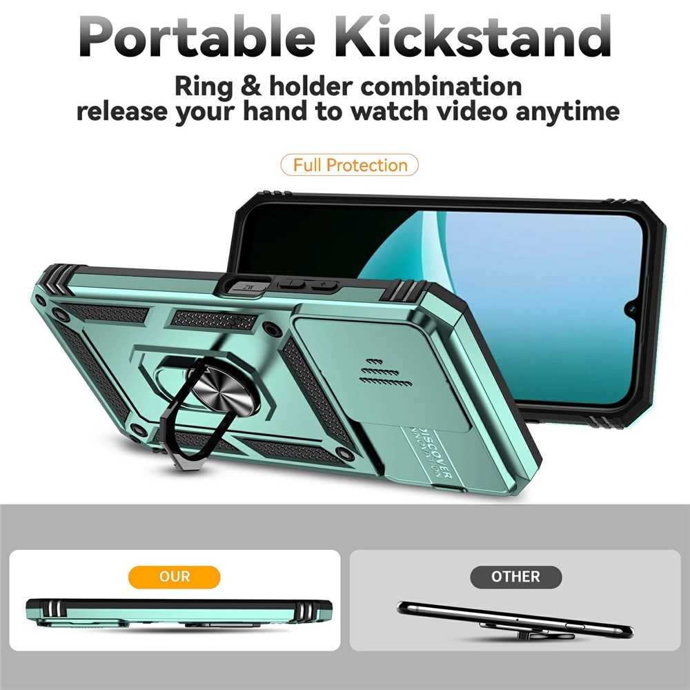 Gyűrűálló hibrid borítás ujjbeggyel Xiaomi Redmi 15C 4G/5G (173mm) - zöld