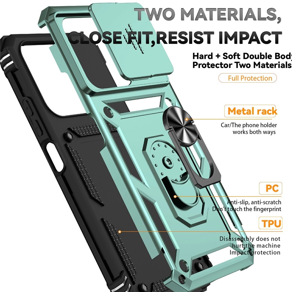 Gyűrűálló hibrid borítás ujjbeggyel Xiaomi Redmi 15C 4G/5G (173mm) - zöld