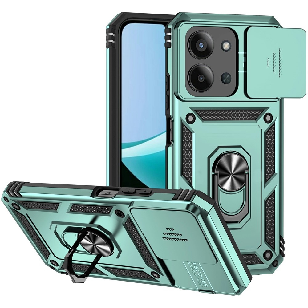 Gyűrűálló hibrid borítás ujjbeggyel Xiaomi Redmi 15C 4G/5G (173mm) - zöld