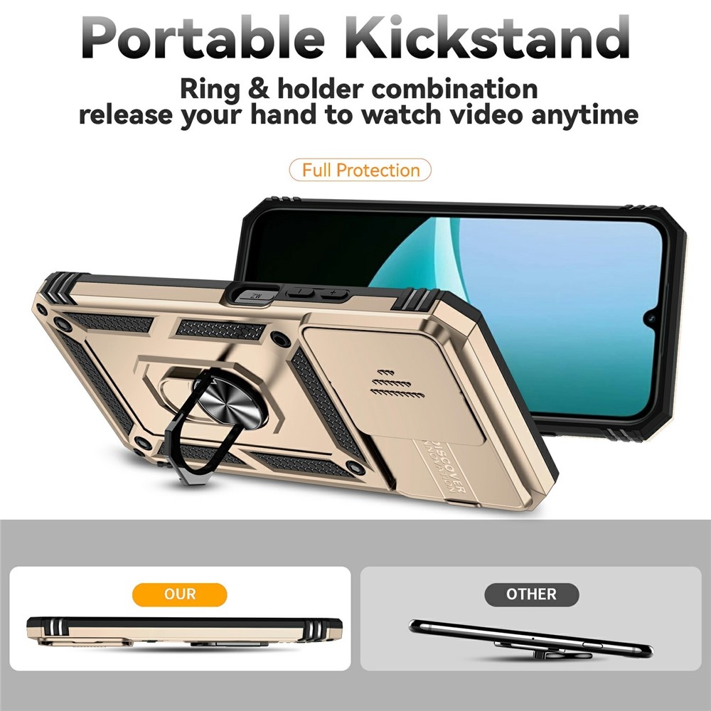 Gyűrűálló hibrid borítás ujjbeggyel Xiaomi Redmi 15C 4G/5G (173mm) - arany színű