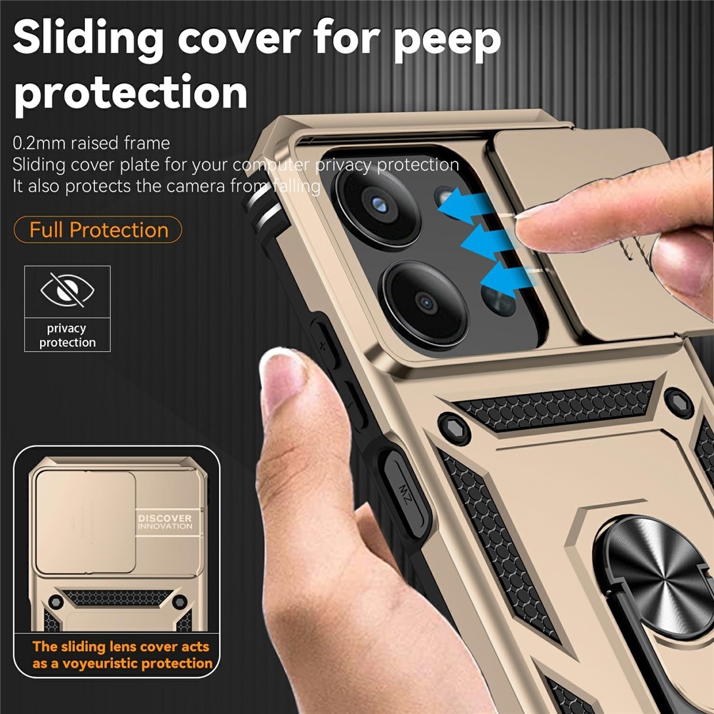 Gyűrűálló hibrid borítás ujjbeggyel Xiaomi Redmi 15C 4G/5G (173mm) - arany színű