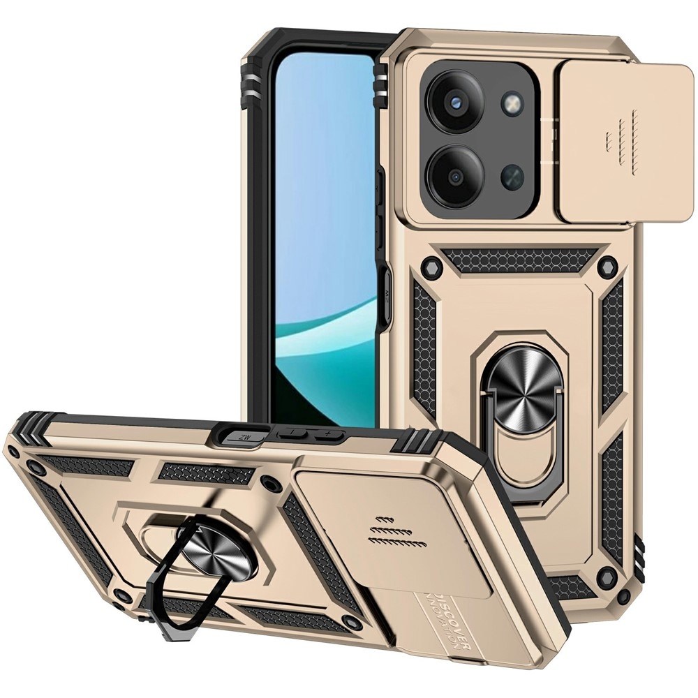 Gyűrűálló hibrid borítás ujjbeggyel Xiaomi Redmi 15C 4G/5G (173mm) - arany színű