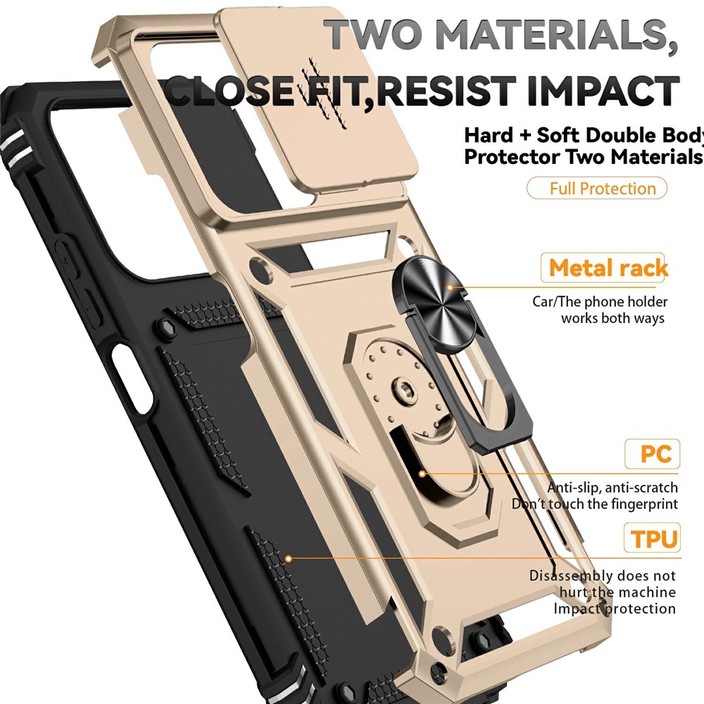 Gyűrűálló hibrid borítás ujjbeggyel Xiaomi Redmi 15C 4G/5G (173mm) - arany színű