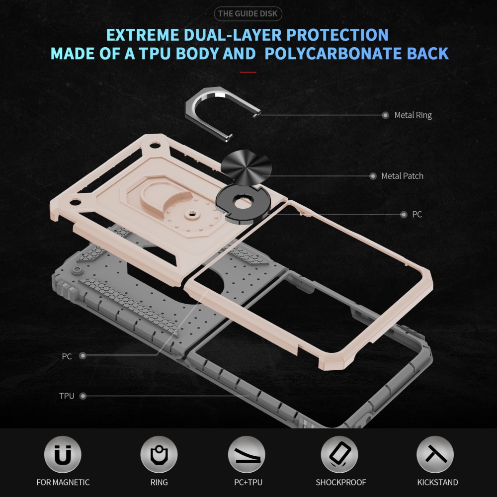 Ring strapabíró tok a Samsung Galaxy Z Flip8 5G-hez – bézs