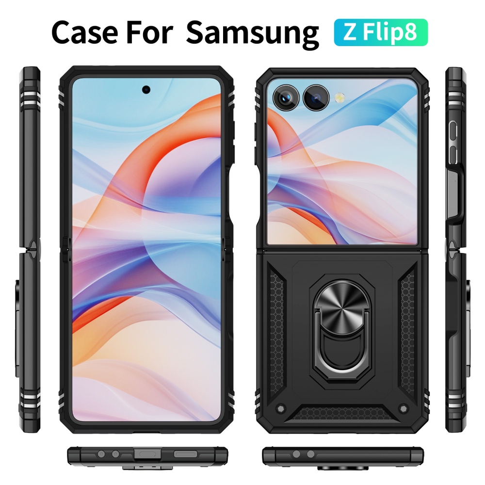 Ring strapabíró tok a Samsung Galaxy Z Flip8 5G-hez – fekete