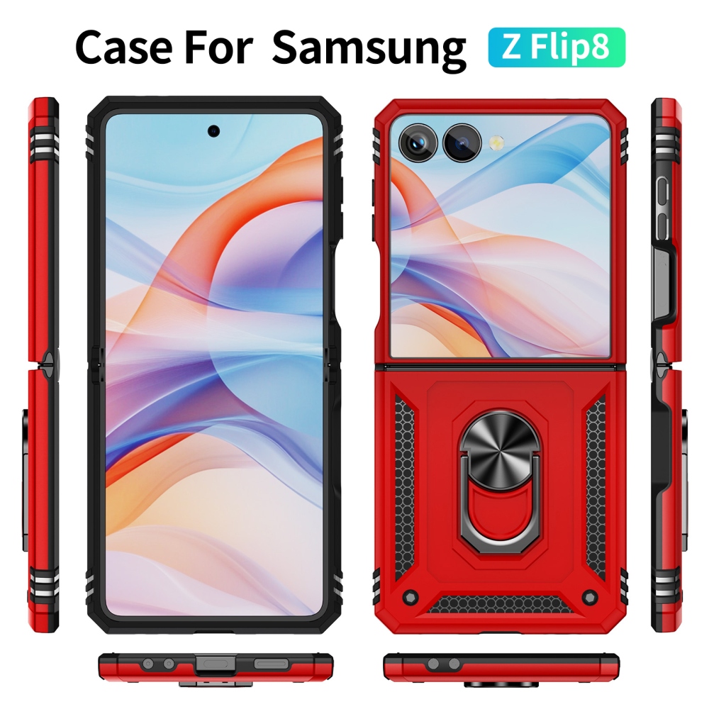 Ring strapabíró tok a Samsung Galaxy Z Flip8 5G-hez – piros