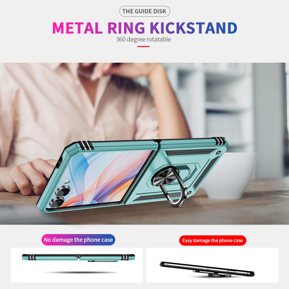 Ring strapabíró tok a Samsung Galaxy Z Flip8 5G-hez – kék-zöld