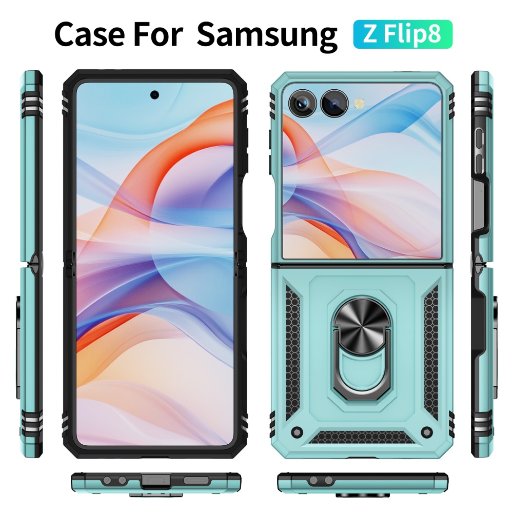 Ring strapabíró tok a Samsung Galaxy Z Flip8 5G-hez – kék-zöld