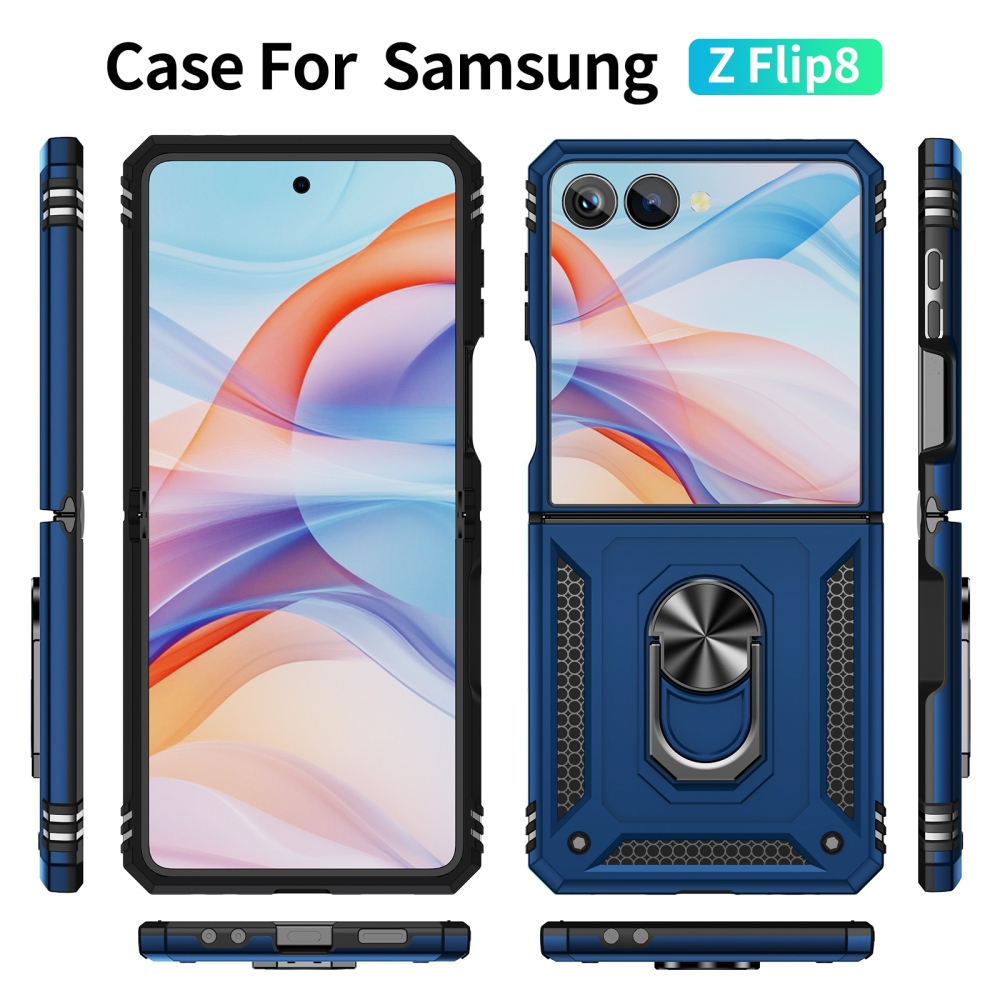 Ring strapabíró tok a Samsung Galaxy Z Flip8 5G-hez – kék