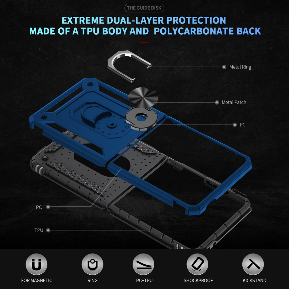 Ring strapabíró tok a Samsung Galaxy Z Flip8 5G-hez – kék